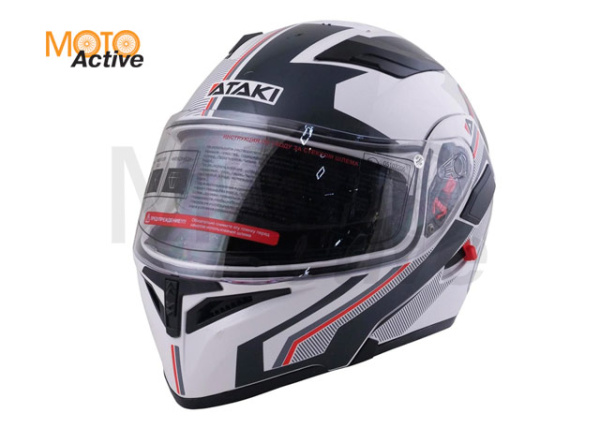 Шлем (модуляр) Ataki JK902 Shape, белый/серый глянцевый